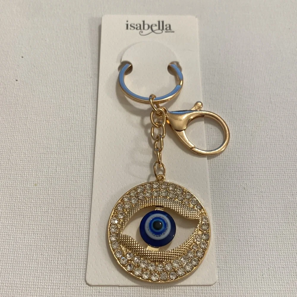 Isabella Gold and Blue Evil Eye Keychain